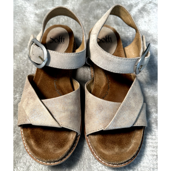 Eurosoft by Sofft Galiana Gold Metallic Cork Comfort Sandals Womens Size 8 - Picture 1 of 8